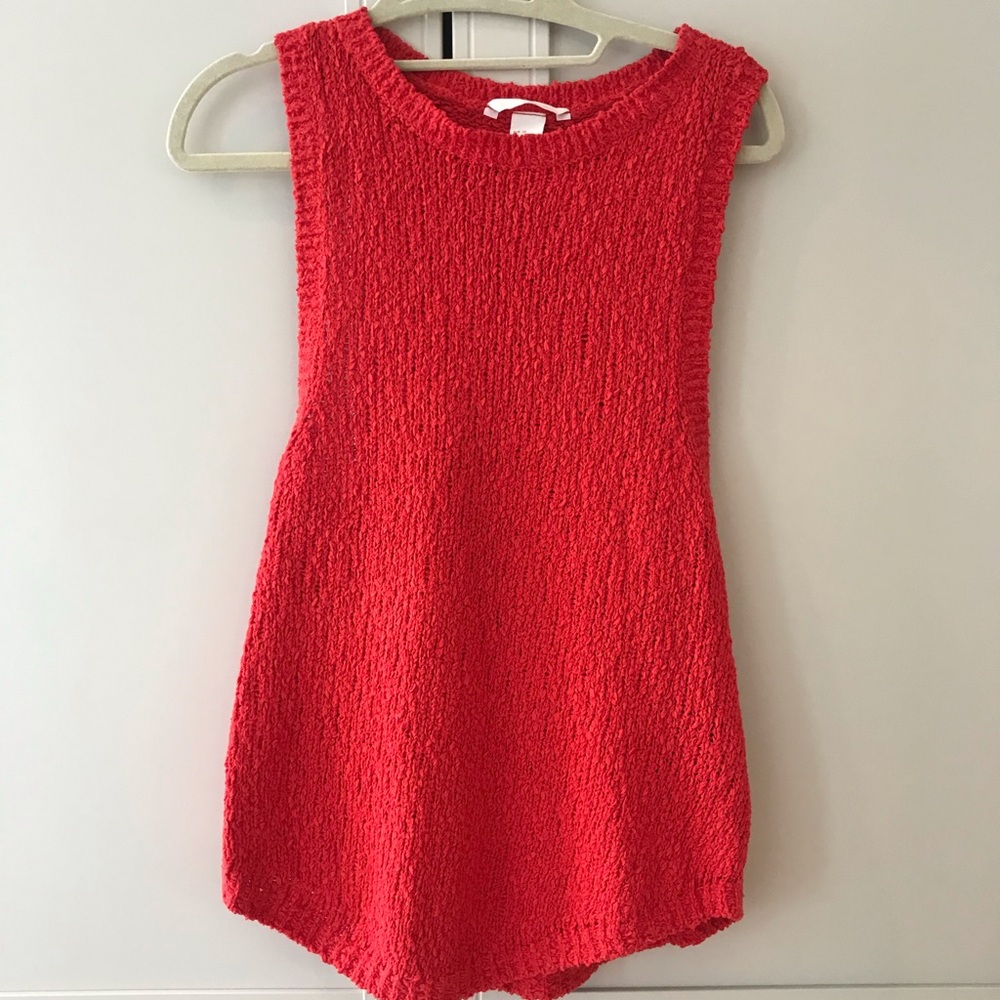 Red sweater tank with racer back